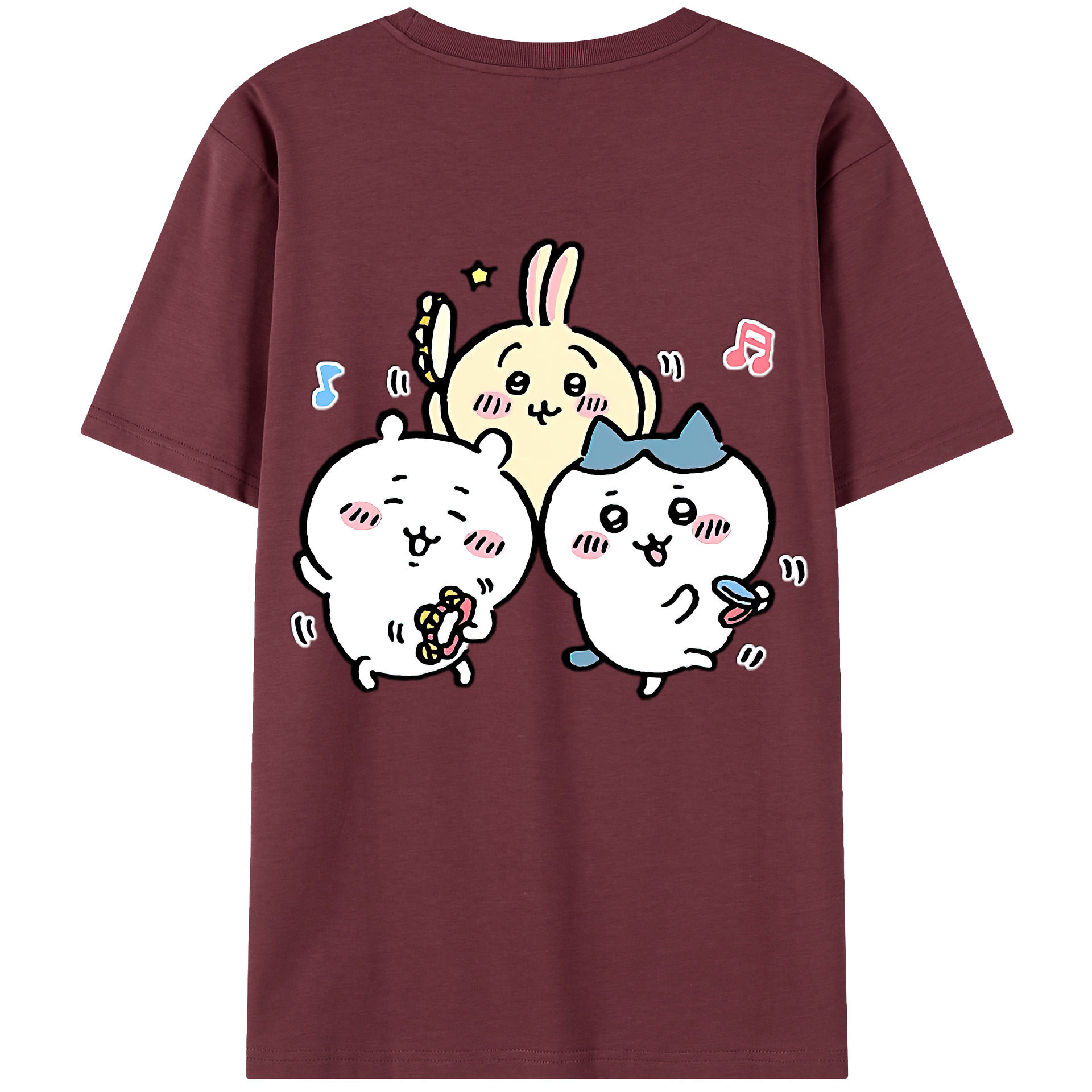 （画像用） ちいかわ ハチワレ Chii-kawa hachiware 綿100％半袖Tシャツ（背面プリント）